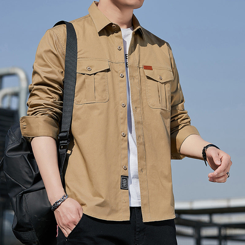 Herren Hemdjacke im Utility‑Stil mit Brustpattentaschen Drune