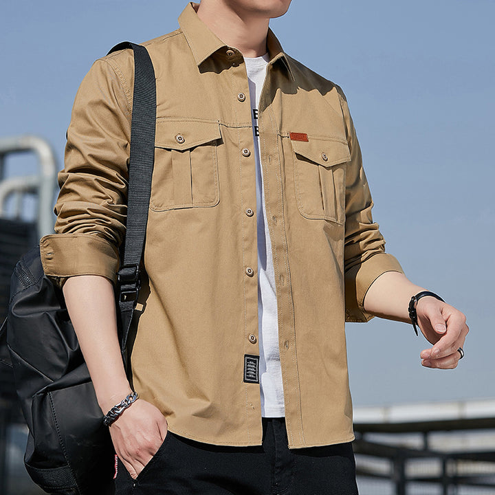 Herren Hemdjacke im Utility‑Stil mit Brustpattentaschen Drune
