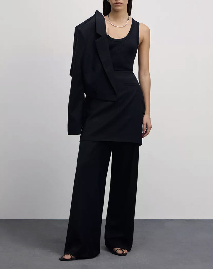 Damen modernes Blazer-Hosen-Set mit cropped Schnitt und weitem Bein Drune