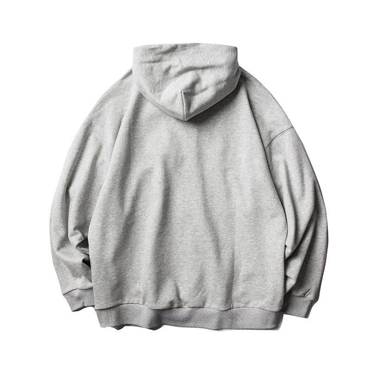 Unisex Oversize-Kapuzenpullover im Collegiate‑Look mit Kängurutasche und Kontrastkordel Drune