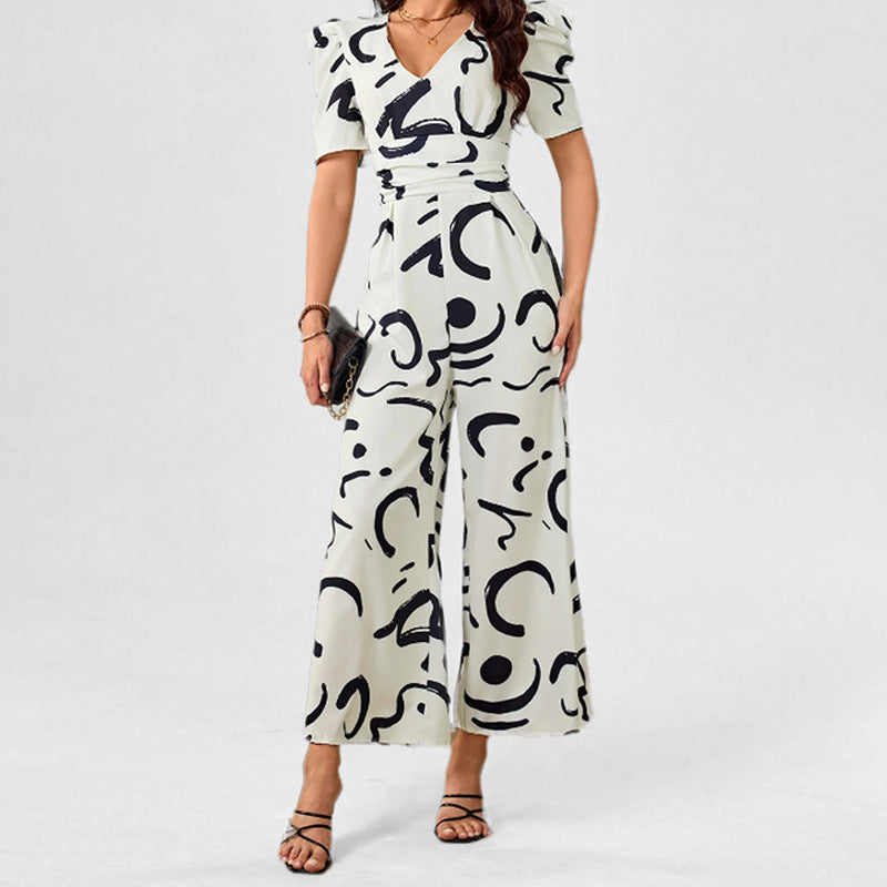 Damen Eleganter Jumpsuit mit stilvollem grafischen Muster Drune