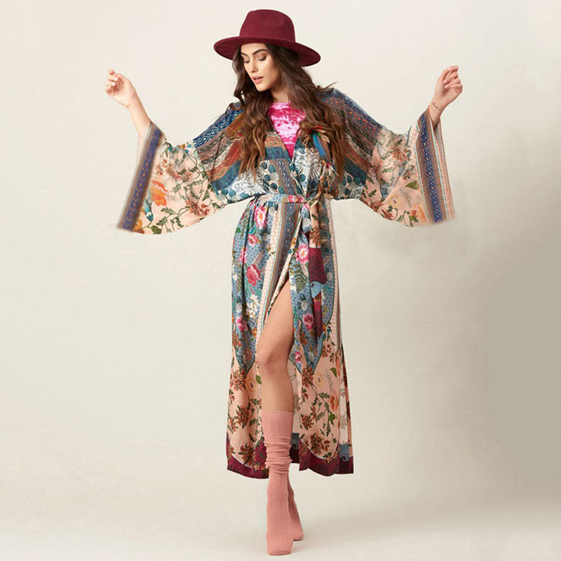 Damen Kimono-Style Morgenmantel Drune
