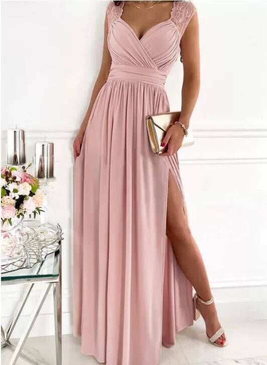 Drune | Damen Abendkleid mit elegantem V-Ausschnitt und Rüschendetails