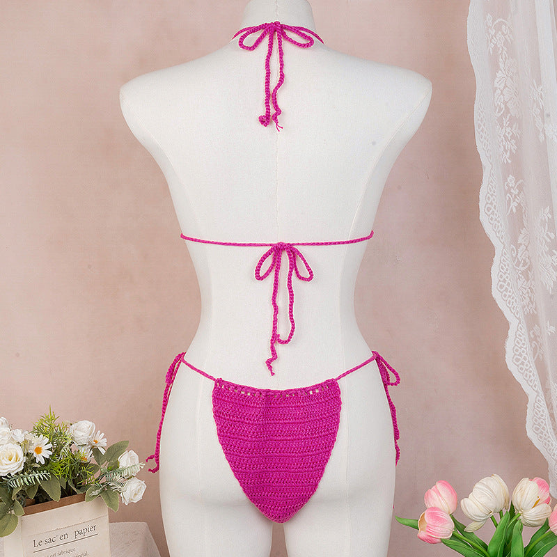 Damen Elegantes Häkel-Bikini-Set mit floralen Applikationen Drune