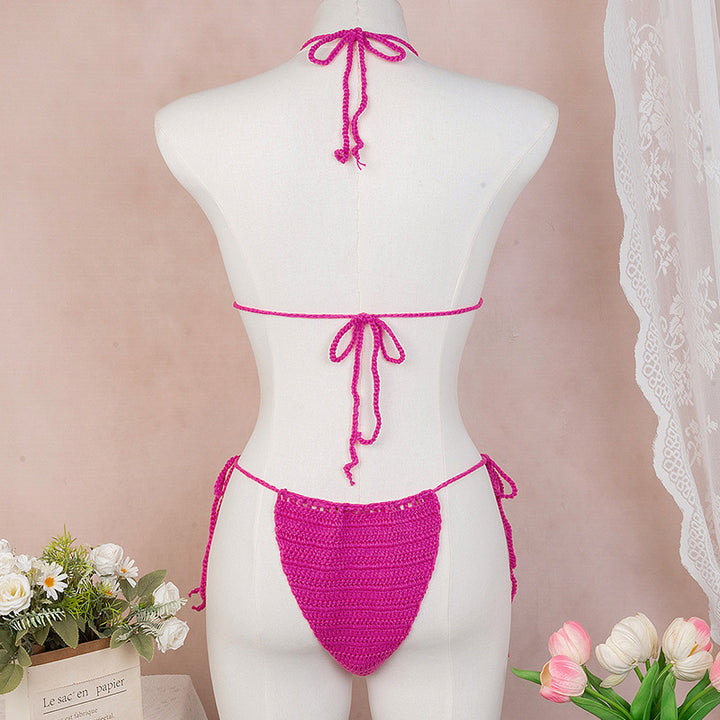 Damen Elegantes Häkel-Bikini-Set mit floralen Applikationen Drune