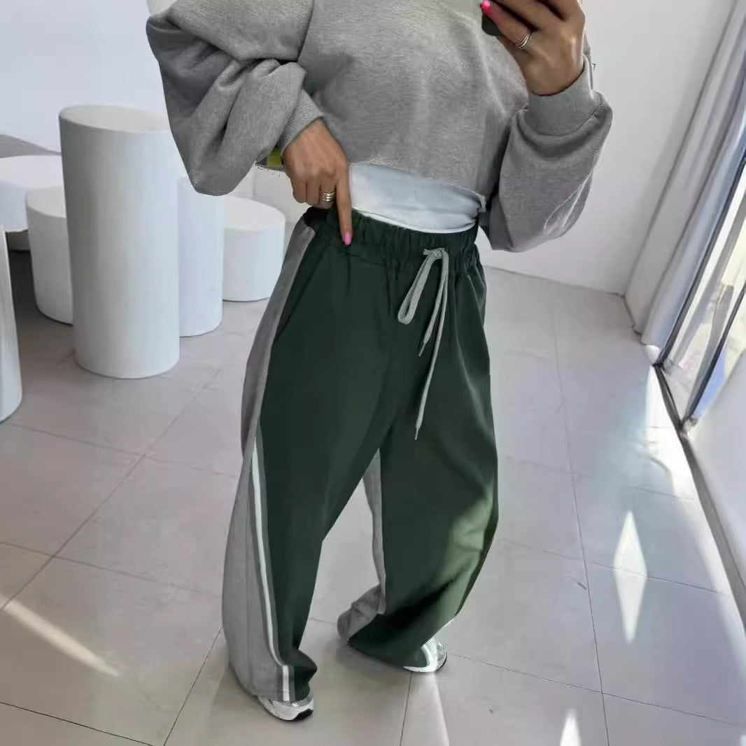 Unisex weite zweifarbige Jogginghose mit Seitenstreifen und Tunnelzug Drune