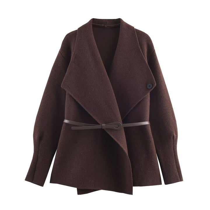 Damen Wickel-Mantel mit Oversize-Schalkragen und Taillengürtel Drune