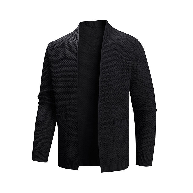 Herren Strickjacke mit offenem Kragen Drune