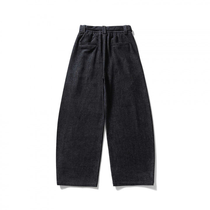Damen Weite Highwaist-Hose mit Bundfalten, Balloon-Silhouette und Stoffgürtel Drune