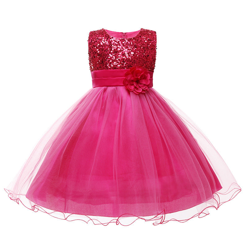 Mädchen Festliches Tüllkleid mit glitzerndem Oberteil und floraler Applikation Drune