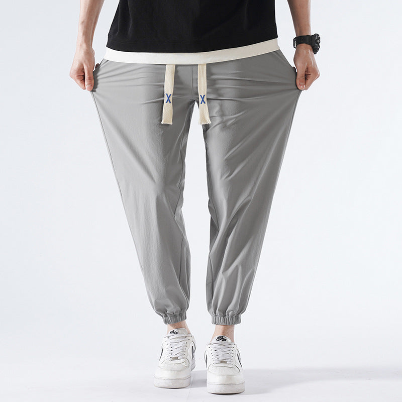 Herren Leichte Relax-Fit-Loungehose aus atmungsaktivem Jersey mit elastischem Tunnelbund, breitem Kordelzug & geripptem Beinabschluss Drune