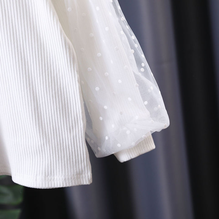 Damen gemütliches Sweatshirt mit transparenten Puffärmeln Drune