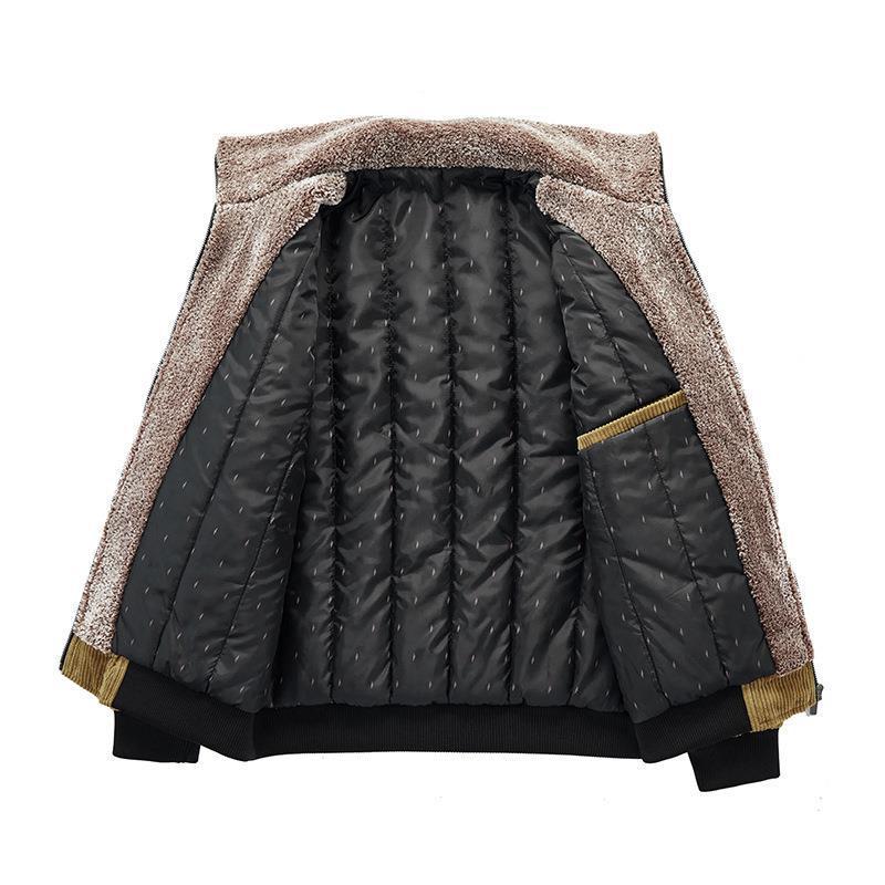 Herren Kord-Fieldblouson mit Sherpa-Innenfutter, Stehkragen und aufgesetzten Pattentaschen Drune