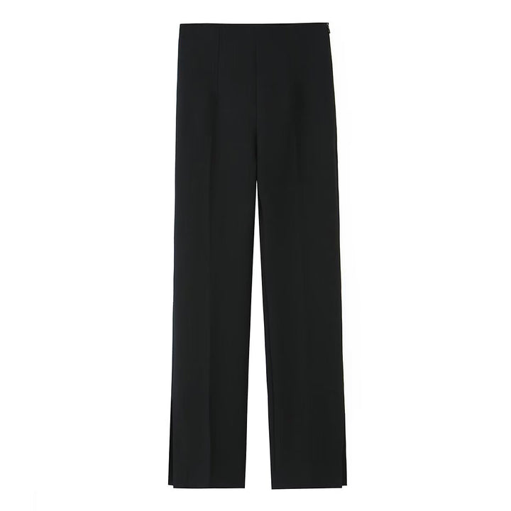 Damen Weite High‑Waist‑Hose mit Bundfalte und seitlichen Beinschlitzen Drune