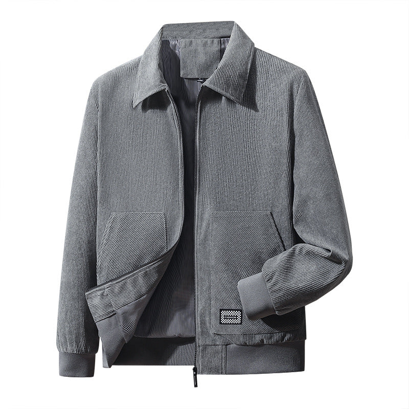 Herren strukturierter Freizeitblouson mit feinem Cordgewebe, gestreiftem Innenfutter und elastischem Saum Drune