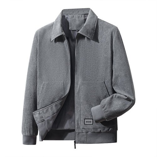 Herren strukturierter Freizeitblouson mit feinem Cordgewebe, gestreiftem Innenfutter und elastischem Saum Drune
