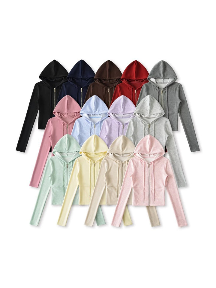 Damen Crop-Hoodie mit praktischem Reißverschluss und sportlichem Design Drune