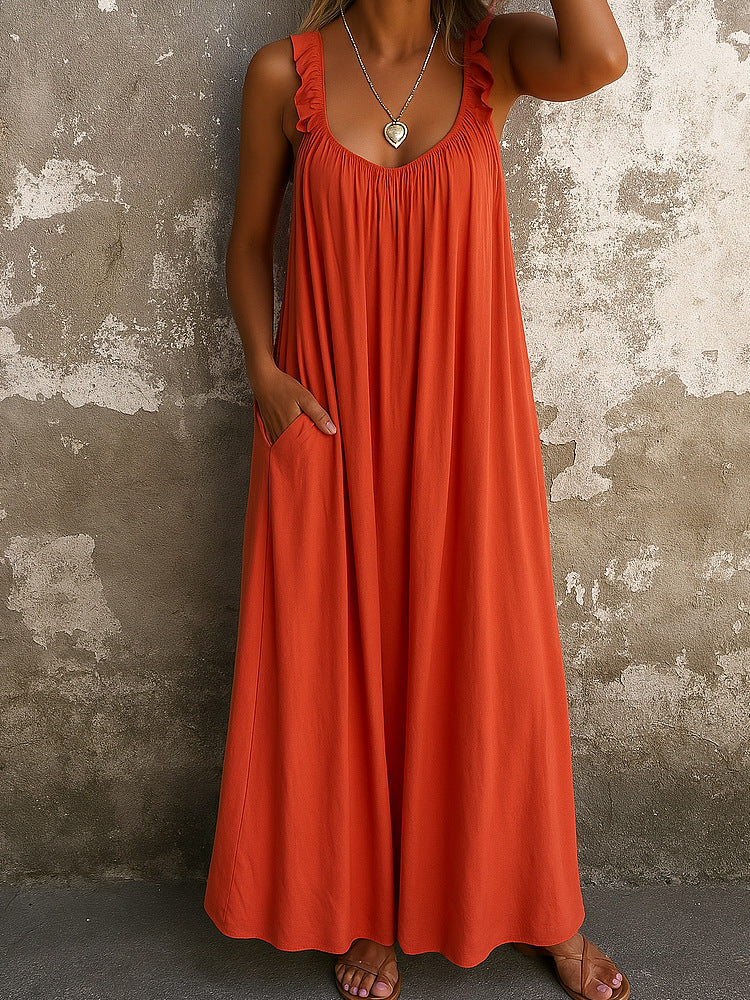 Damen Maxi-Kleid mit trägerloser Passform und luftiger Silhouette Drune