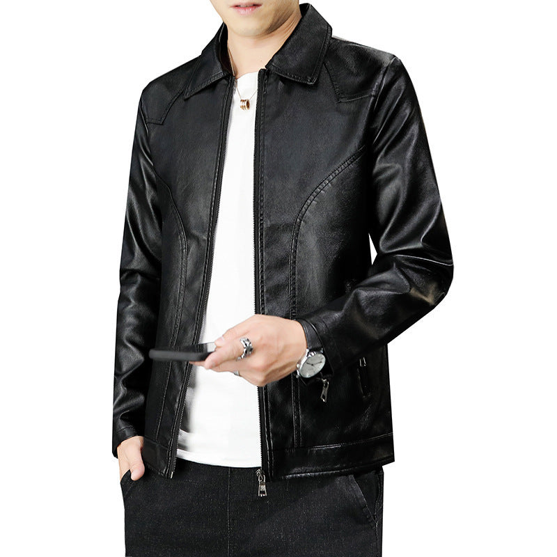 Herren Lederoptik-Zipblouson mit wärmender Teddyinnenlage und minimaler Nahtführung Drune