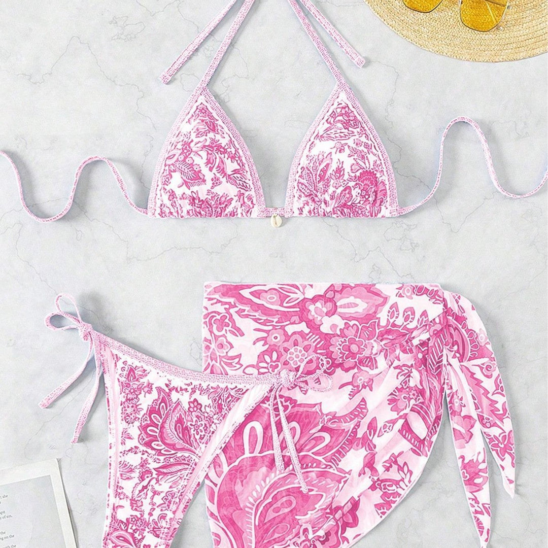 Damen Triangel-Bikini-Set mit elegantem Wickelrock Drune