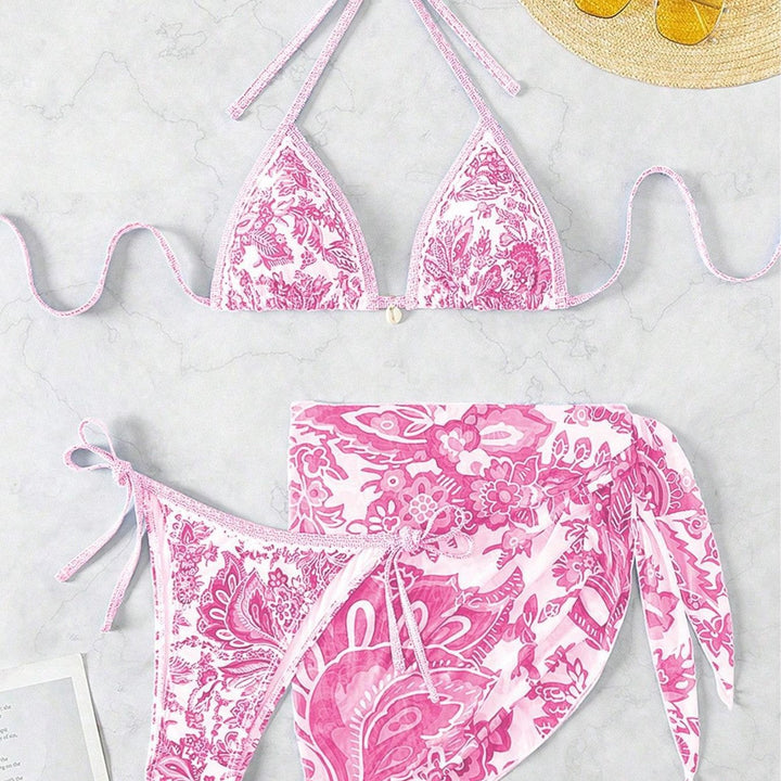 Damen Triangel-Bikini-Set mit elegantem Wickelrock Drune