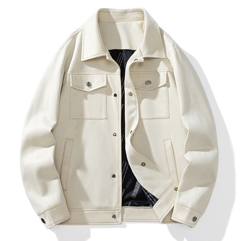 Herren Overshirt aus Kunstleder mit Hemdkragen und Pattentaschen Drune