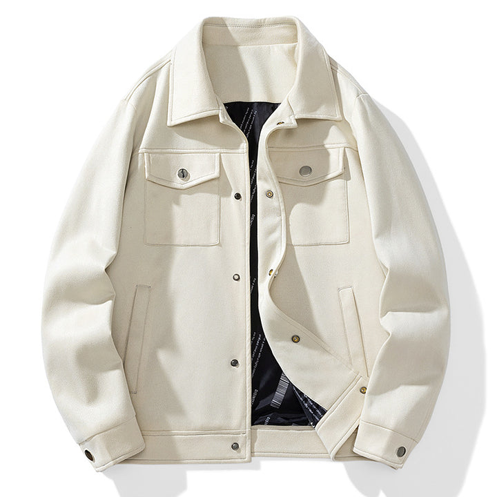 Herren Overshirt aus Kunstleder mit Hemdkragen und Pattentaschen Drune