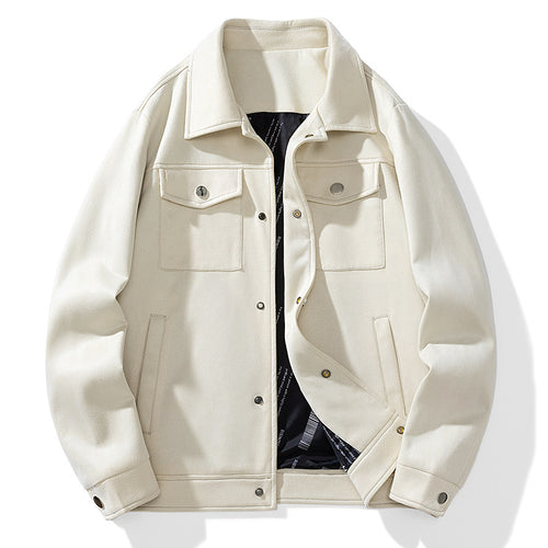 Herren Overshirt aus Kunstleder mit Hemdkragen und Pattentaschen Drune