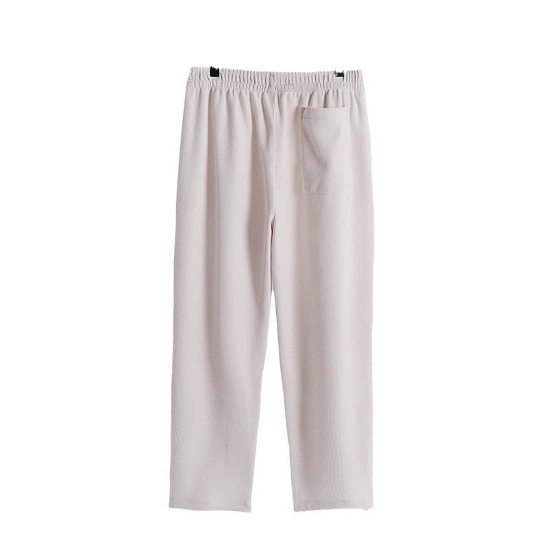 Damen Weite Cordhose mit elastischem Bund, Eingrifftaschen und geradem Bein Drune