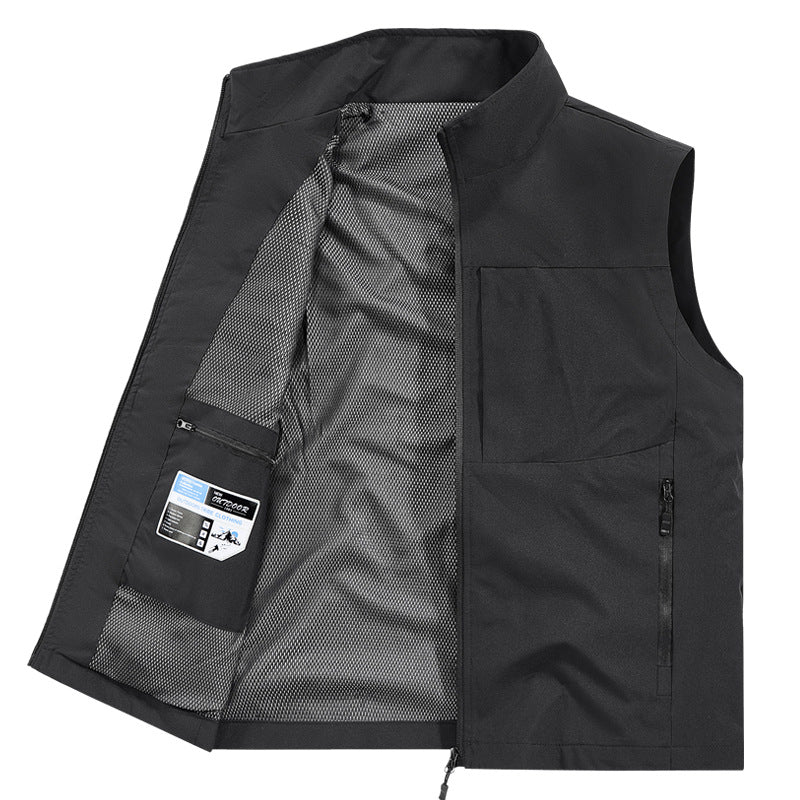 Herren Leichte Softshell-Outdoorweste mit Mesh‑Futter, Reißverschlusstaschen und Stehkragen Drune