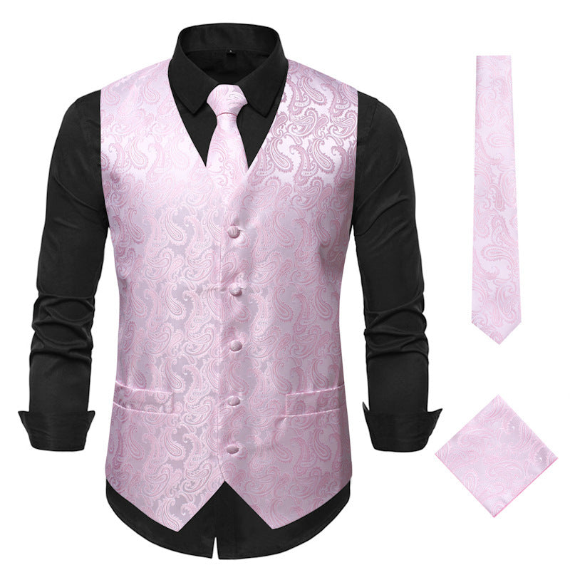 Herren elegante Weste mit feinem Paisleymuster und passendem Krawatten-Set Drune
