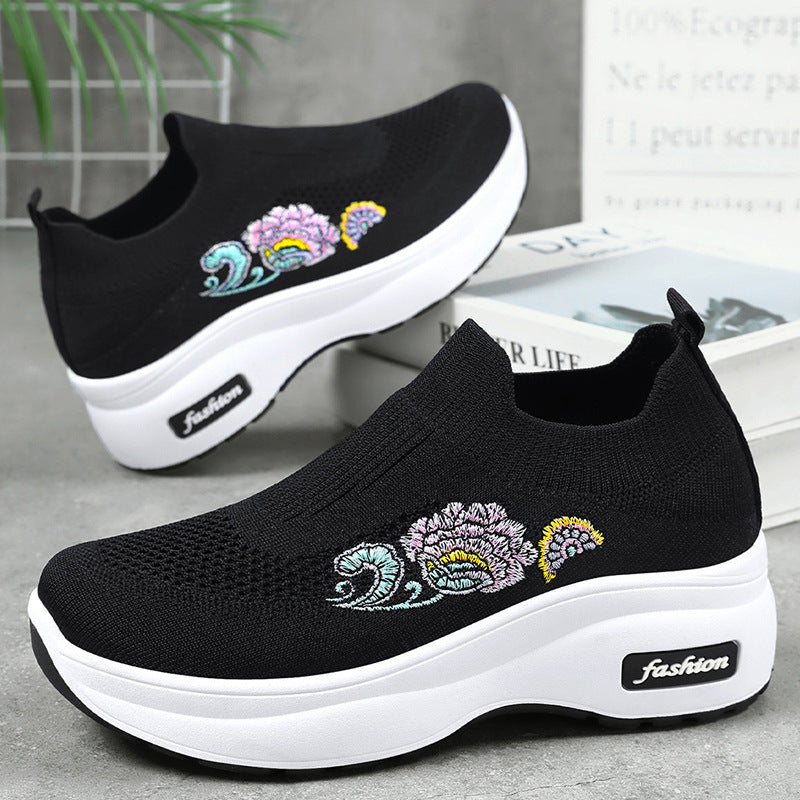 Damen Sportliche Stretch-Sneaker mit floraler Applikation und dämpfender Sohle Drune