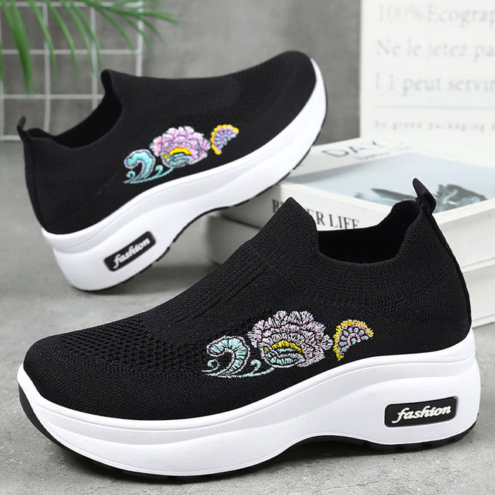 Damen Sportliche Stretch-Sneaker mit floraler Applikation und dämpfender Sohle Drune