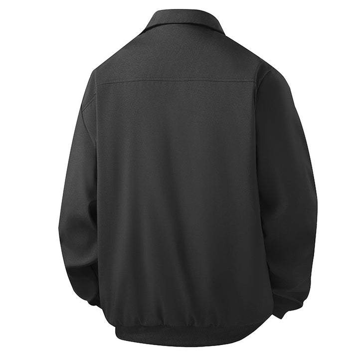 Herren Minimalistische Utility-Hemdjacke mit verdecktem Reißverschluss und gerundetem Saum Drune