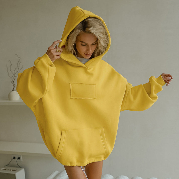 Damen Oversized Hoodie mit Kängurutasche und Kapuze Drune