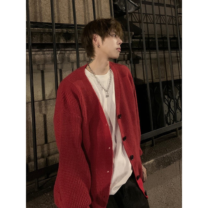 Herren Klassische Strickjacke mit Knopfleiste Drune