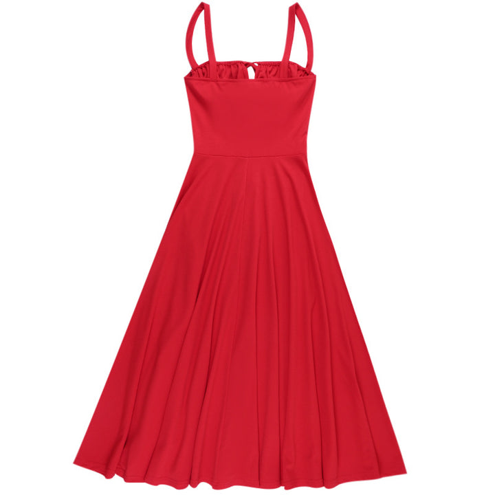Damen Elegantes Langarm-Maxikleid mit gerafftem Oberteil und A-Linien-Silhouette Drune