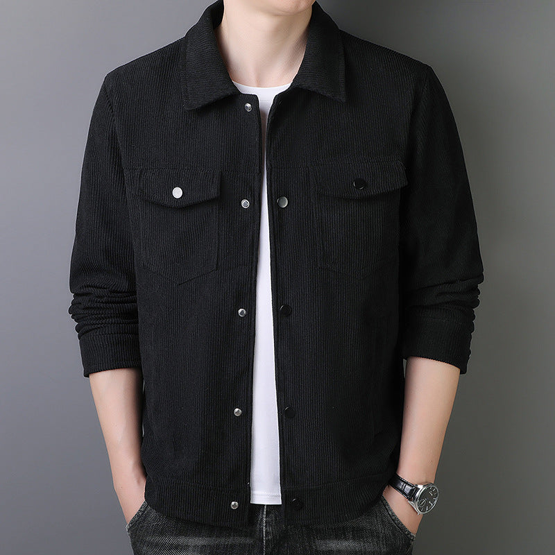 Herren Cordjacke im Truckerstil mit Druckknopfleiste Drune