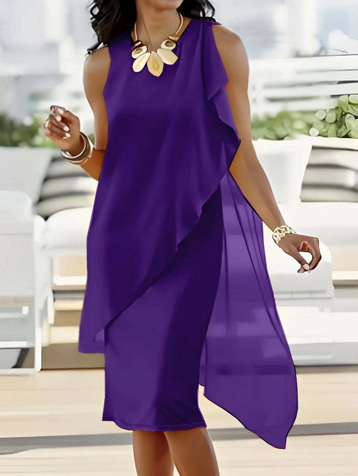 Damen asymmetrisches Chiffonkleid mit fließendem Schnitt Drune