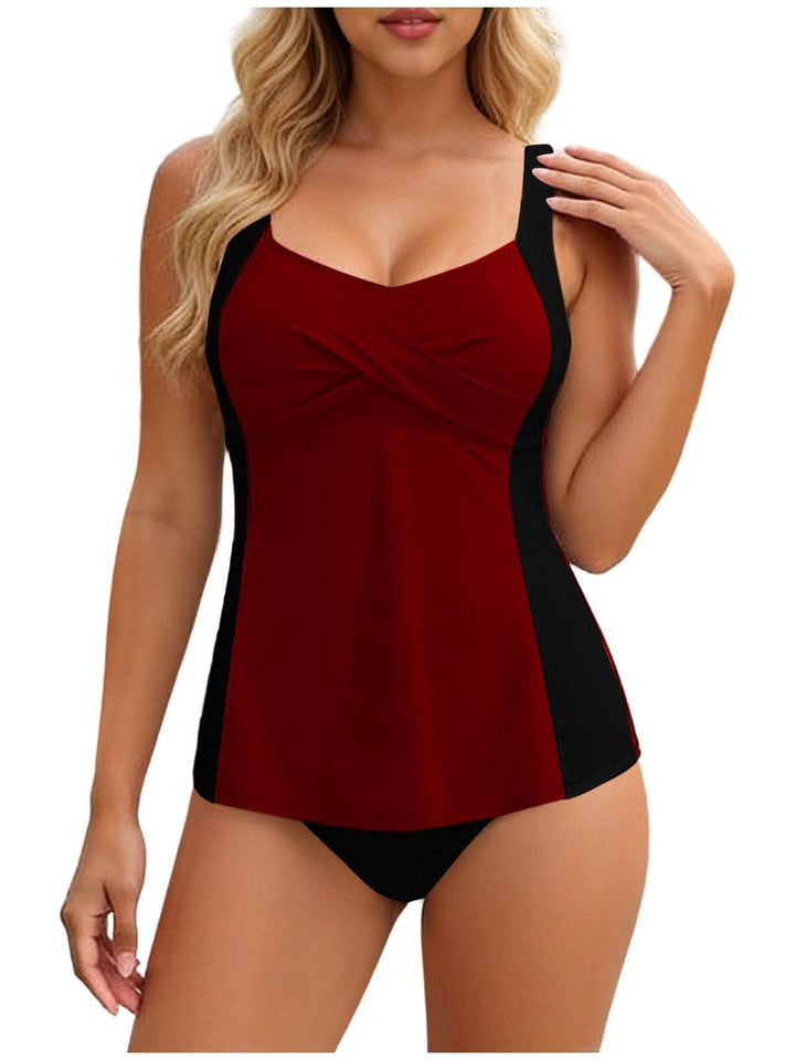 Damen Tankini mit elegantem Wickeldesign und figurformenden Einsätzen Drune
