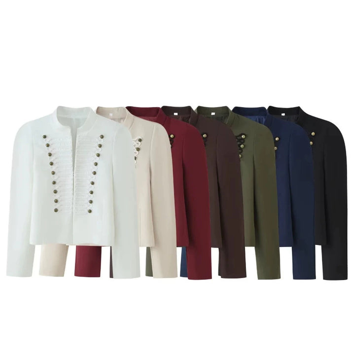 Damen Kurzjacke im hussareninspirierten Design mit Stehkragen und Zierkordeln Drune
