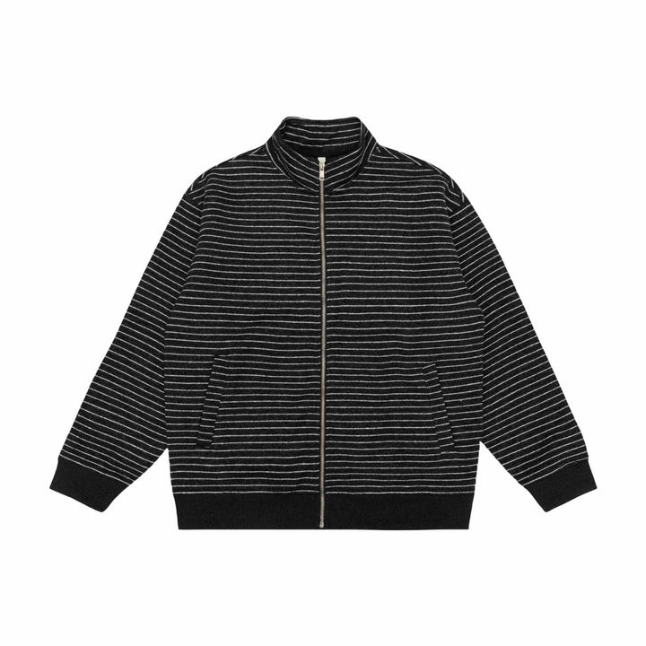 Damen Gestreifte Zipjacke mit Stehkragen und Eingrifftaschen Drune