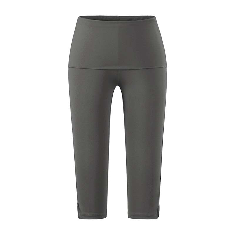 Damen Capri-Leggings mit hohem Umschlagbund, Shaping-Effekt und seitlichem Bein-Schlitz Drune