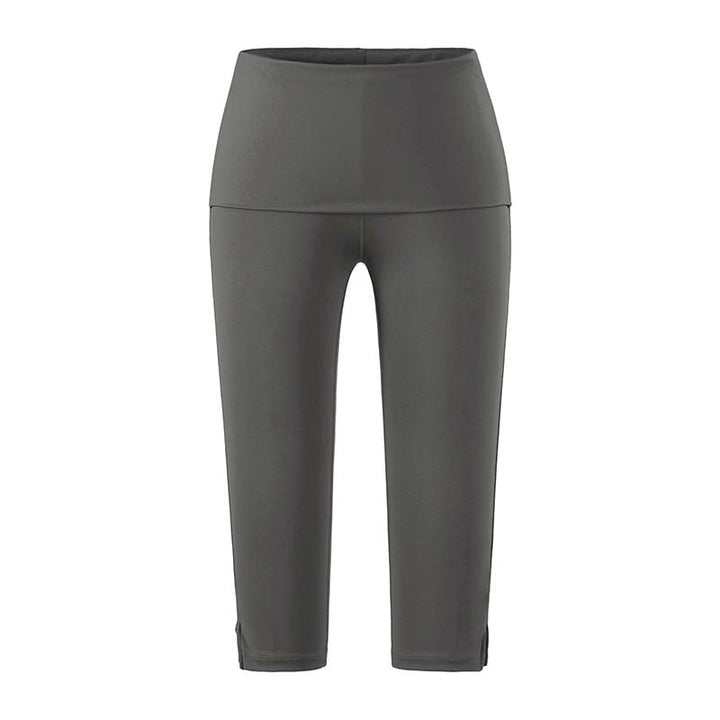 Damen Capri-Leggings mit hohem Umschlagbund, Shaping-Effekt und seitlichem Bein-Schlitz Drune