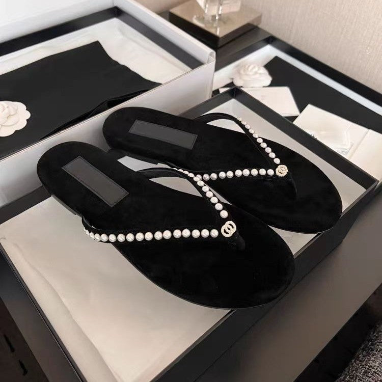 Damen Elegante und luxuriöse Perlensandalen Drune