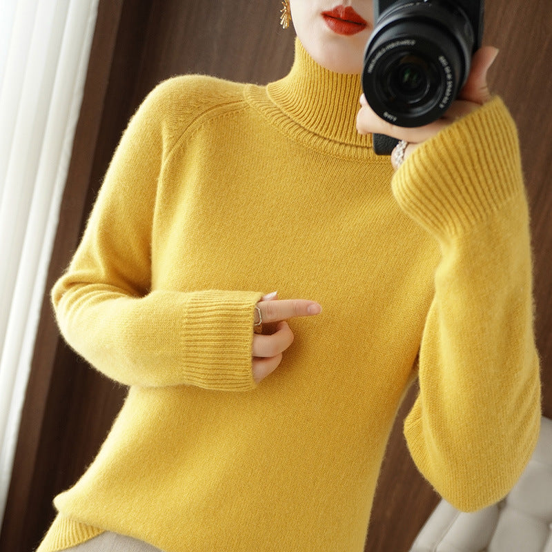 Damen Rollkragenpullover aus weichem Wollmix mit verlängerten Bündchen Drune