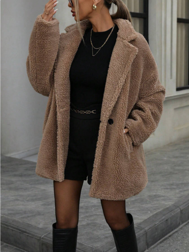 Damen Kuschel-Jacke aus Teddy-Material Drune