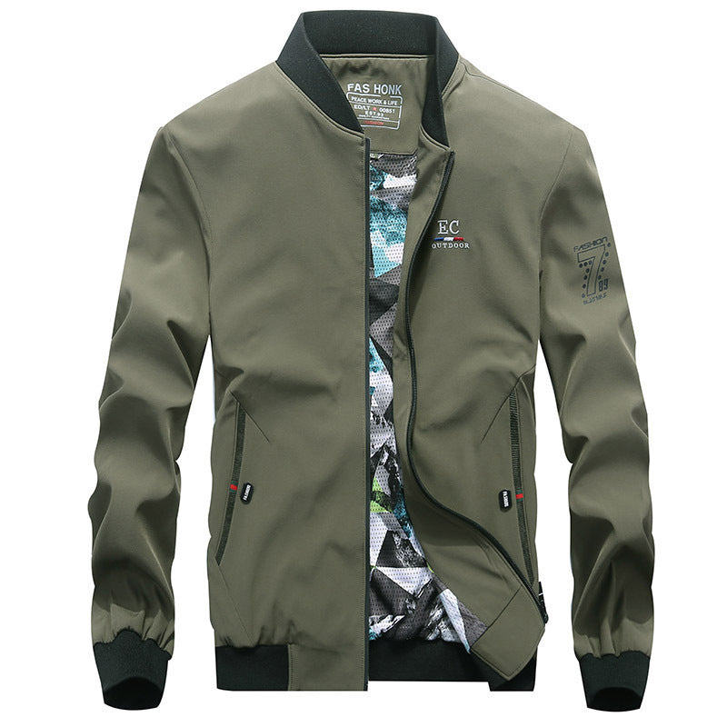 Herren leichte wasserabweisende Bomberjacke mit Camouflage‑Mesh‑Innenfutter und geripptem Kragen Drune