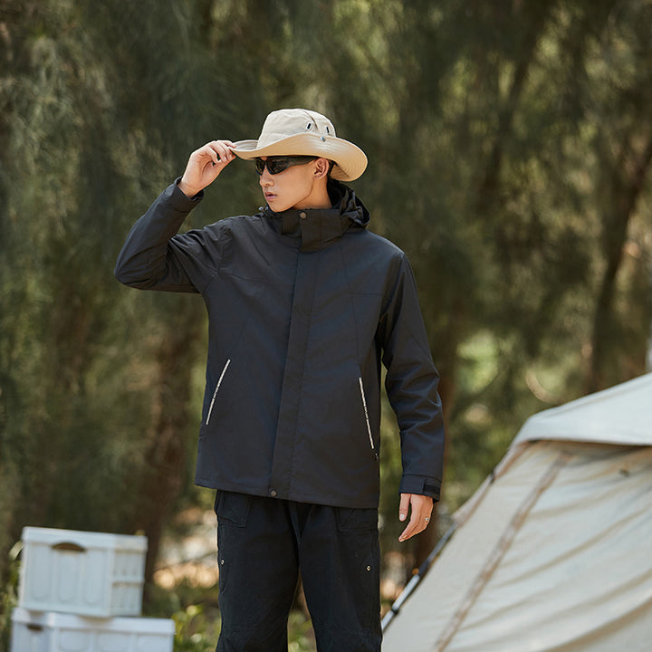 Damen Wasserfeste Outdoorjacke mit Kapuze und markantem Bergprint Drune