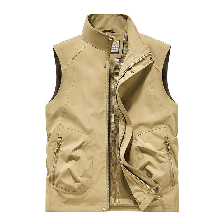 Herren Utility Softshell Weste mit hohem Stehkragen, Reißverschluss & Multifunktions-Taschen Drune